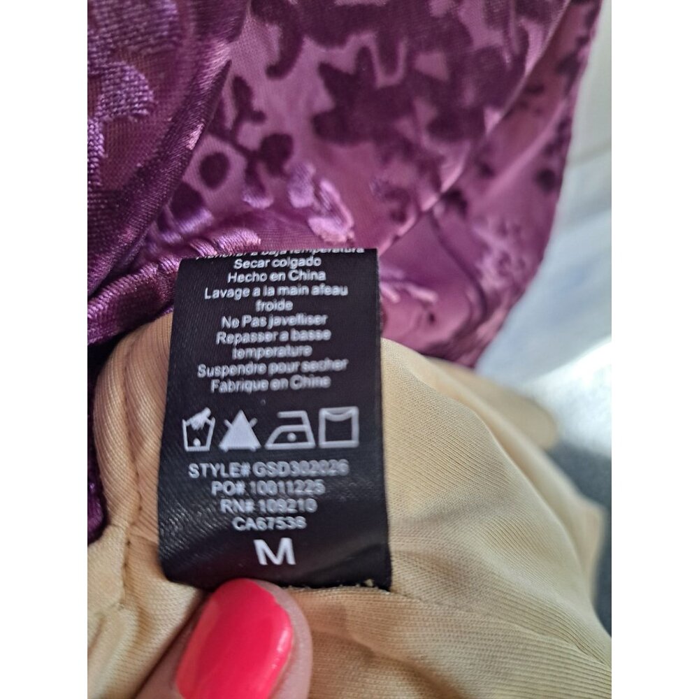 Y2K Purple Velvet Burnout Floral Dress Windsor Cowl Neckline Spaghetti Straps M - Picture 6 of 15